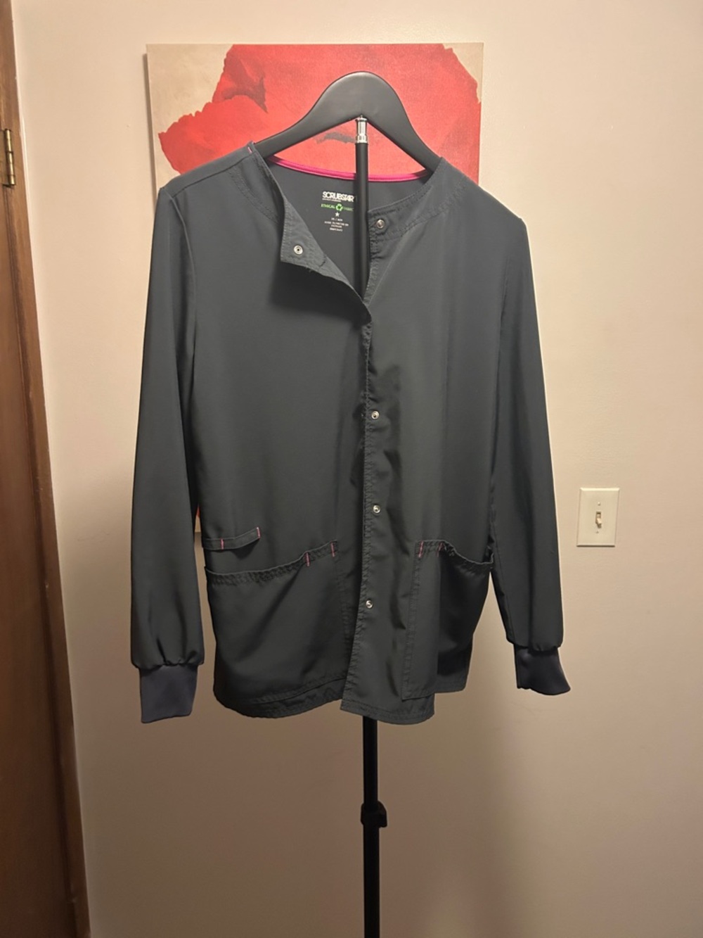 Scrubstar Dark Gray Snap-Front Shirt Jacket